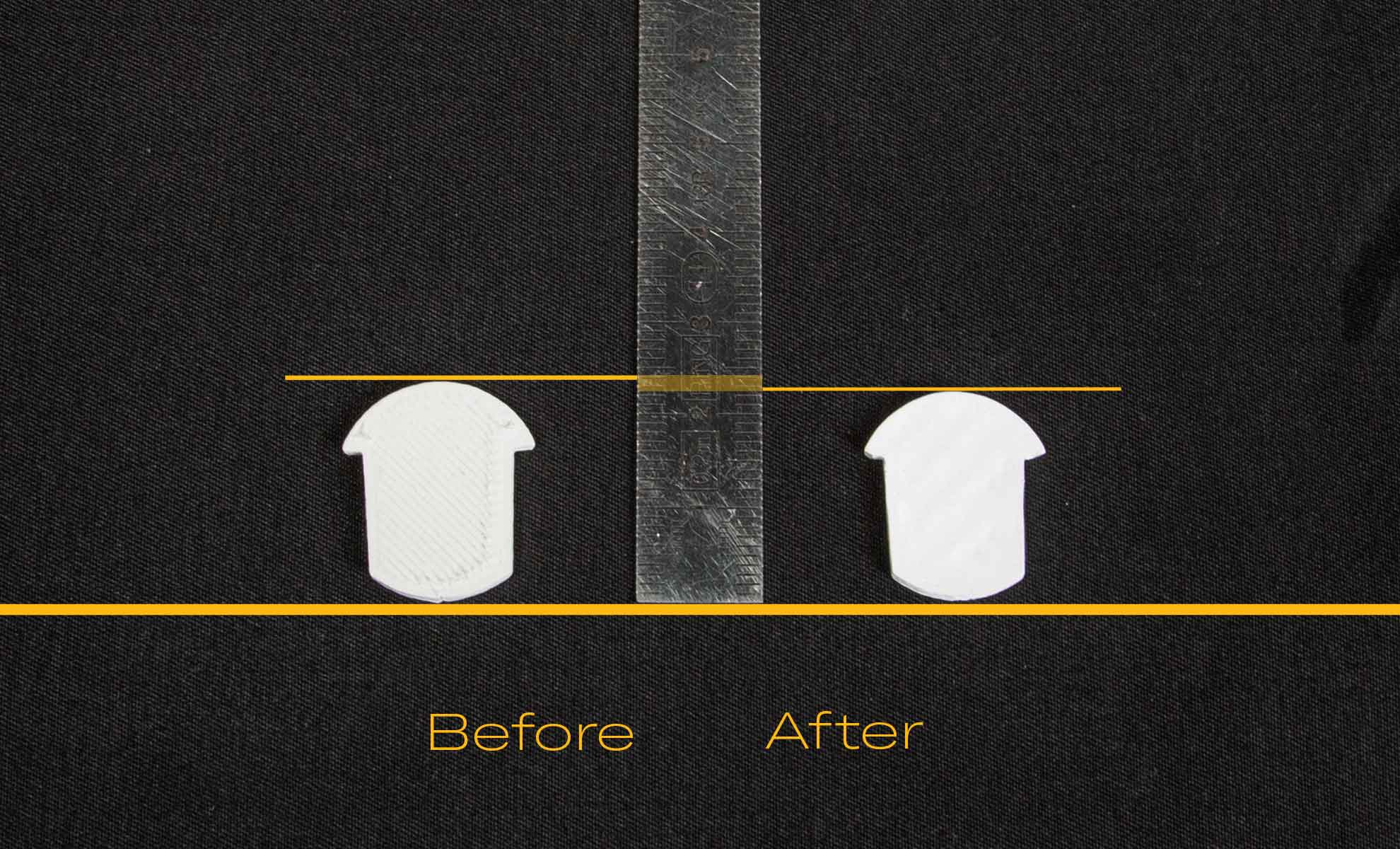 Pièces du dilatomètre imprimées avant et après cuisson
