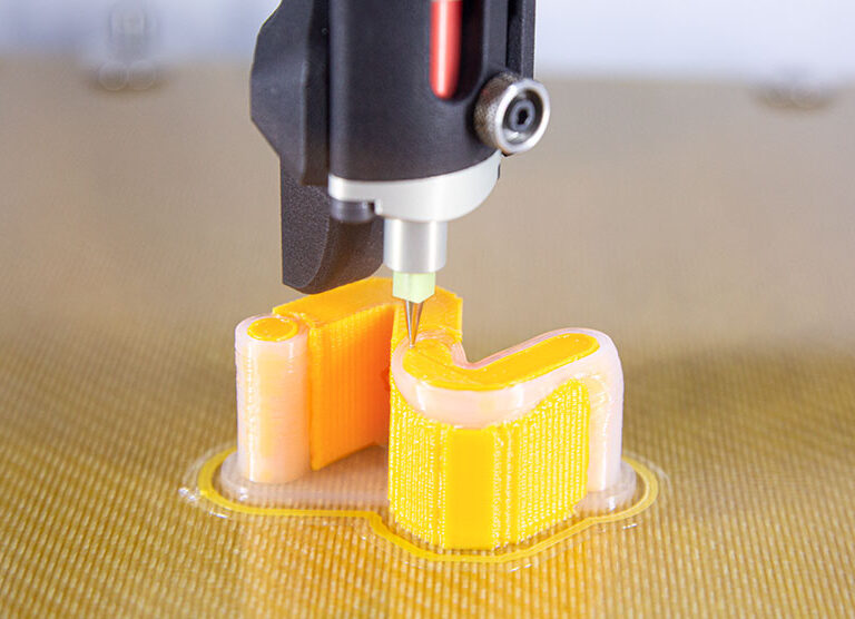 3D printing benchmark test part for overhang angle in silicone - Printing