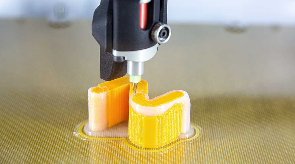 D Printing a complex-shaped silicone part with support using IDEX technology