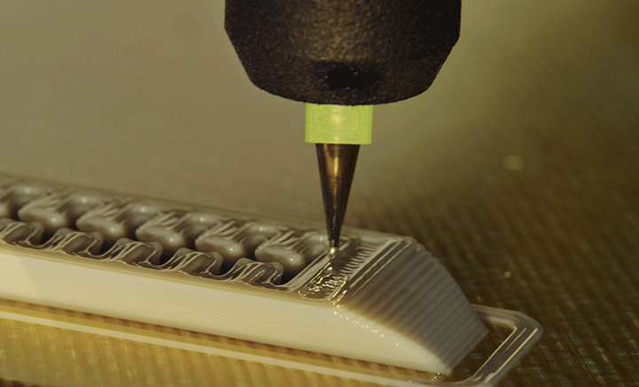 Details of a soft robotics gripper’s finger on the S300X LIQ 21 | LIQ11 3D Printer