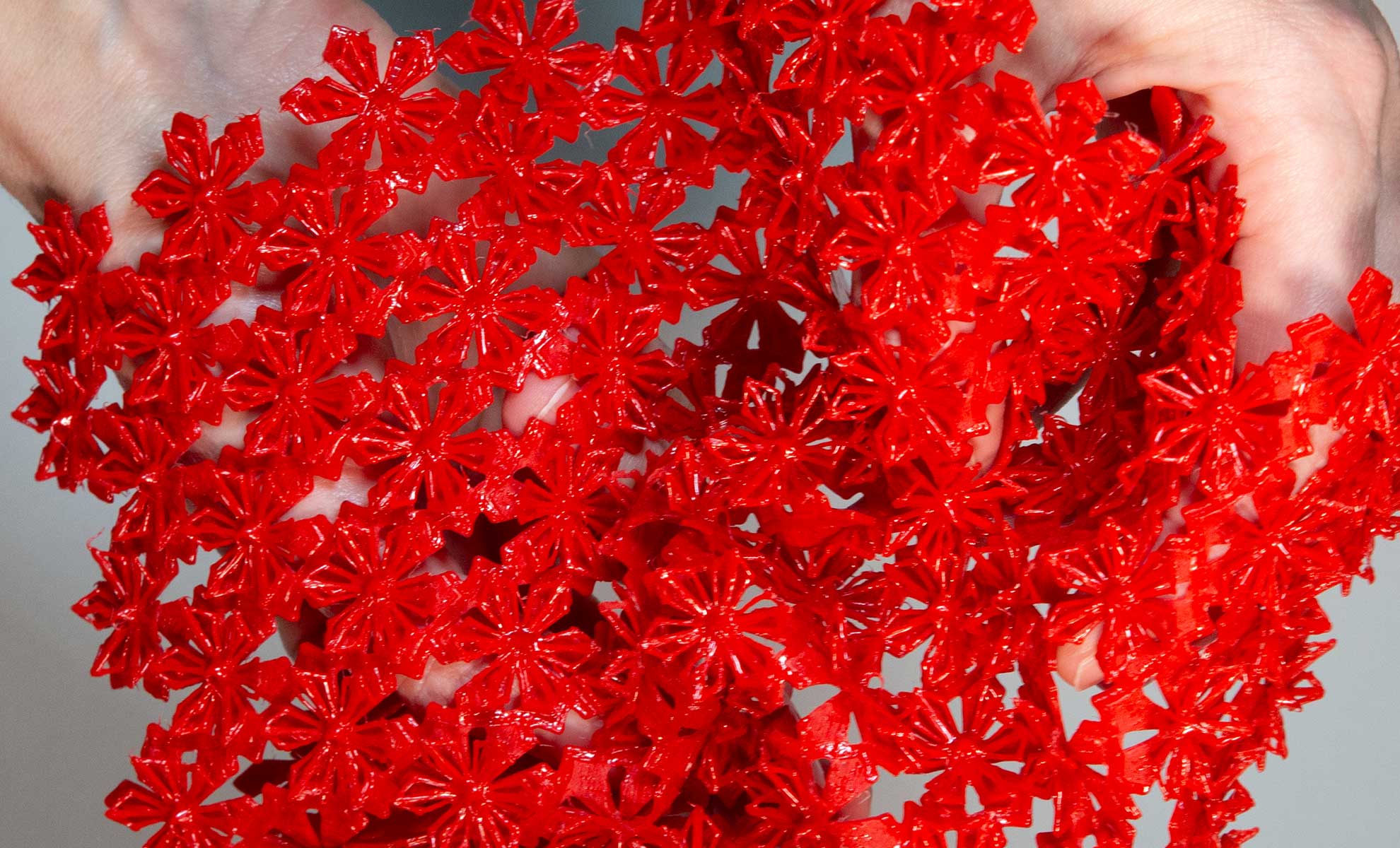 3D printing of red silicone flowers