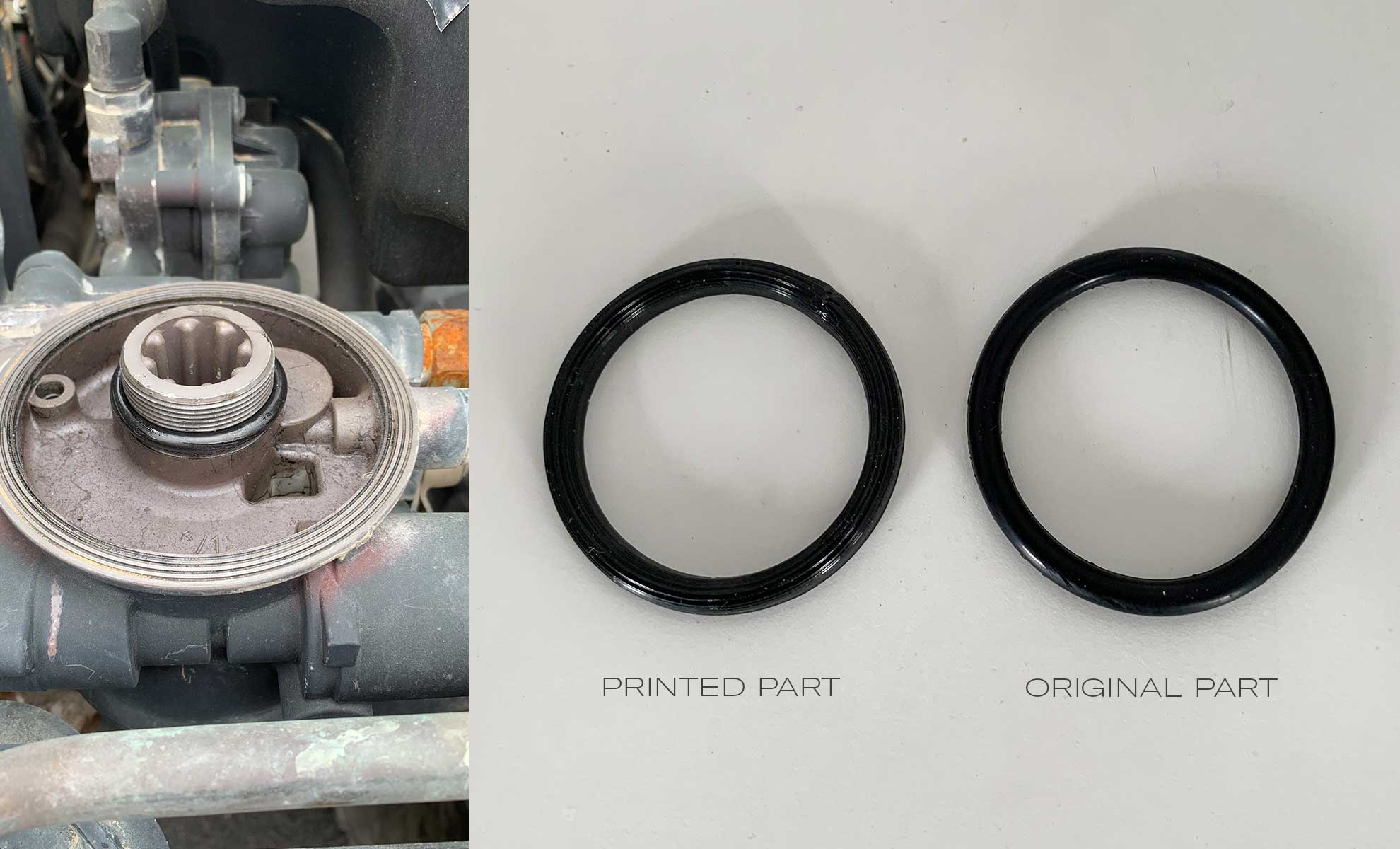 O-Ring for engine component – printed in PU vs original - Request: Belgian Army