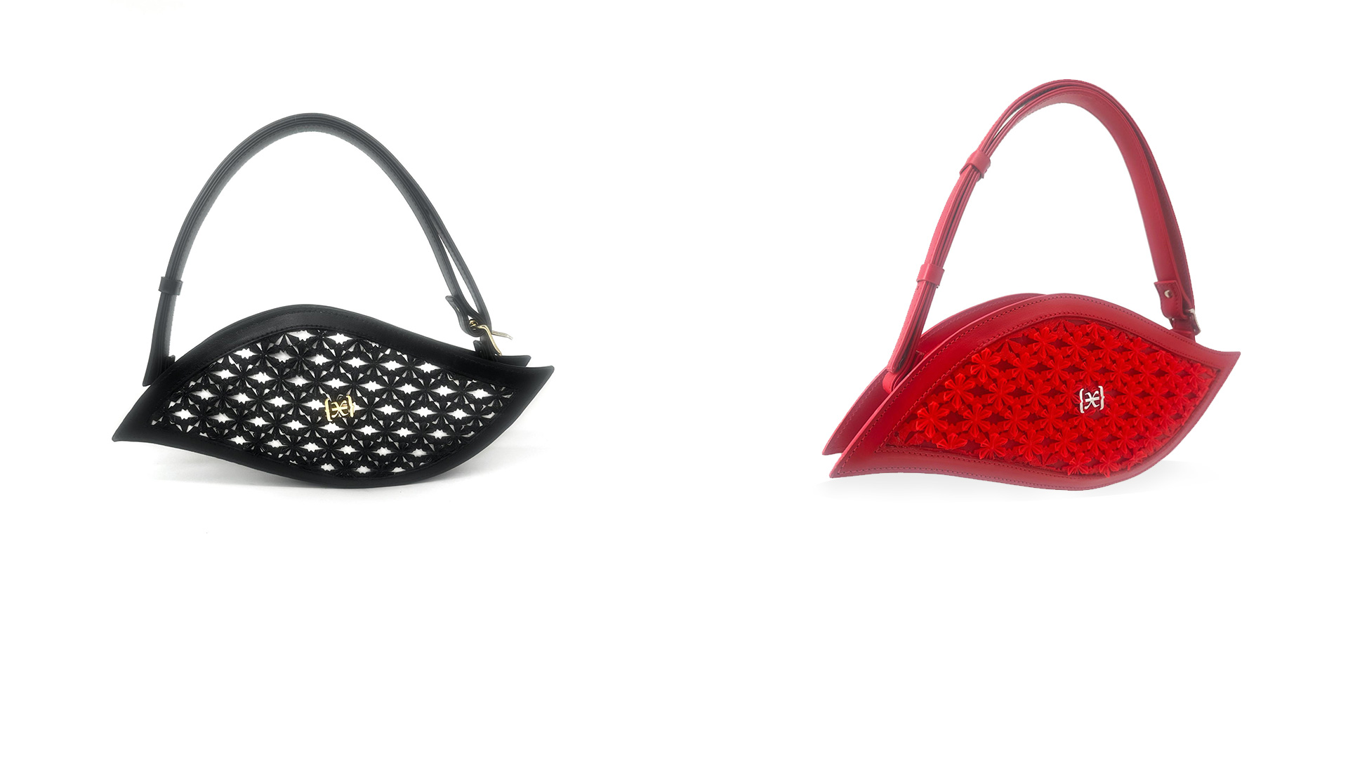 Le sac COMETE de Incxnnue x Lynxter imprimé en silicone à été réalisé en noir et en rouges